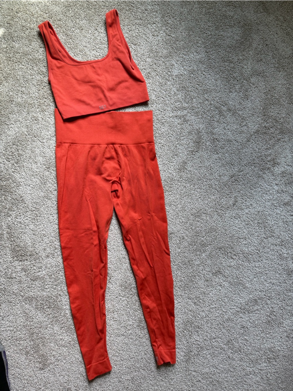 SET Active Burnt Orange Ribbed Tank & High-Waist Leggings Set